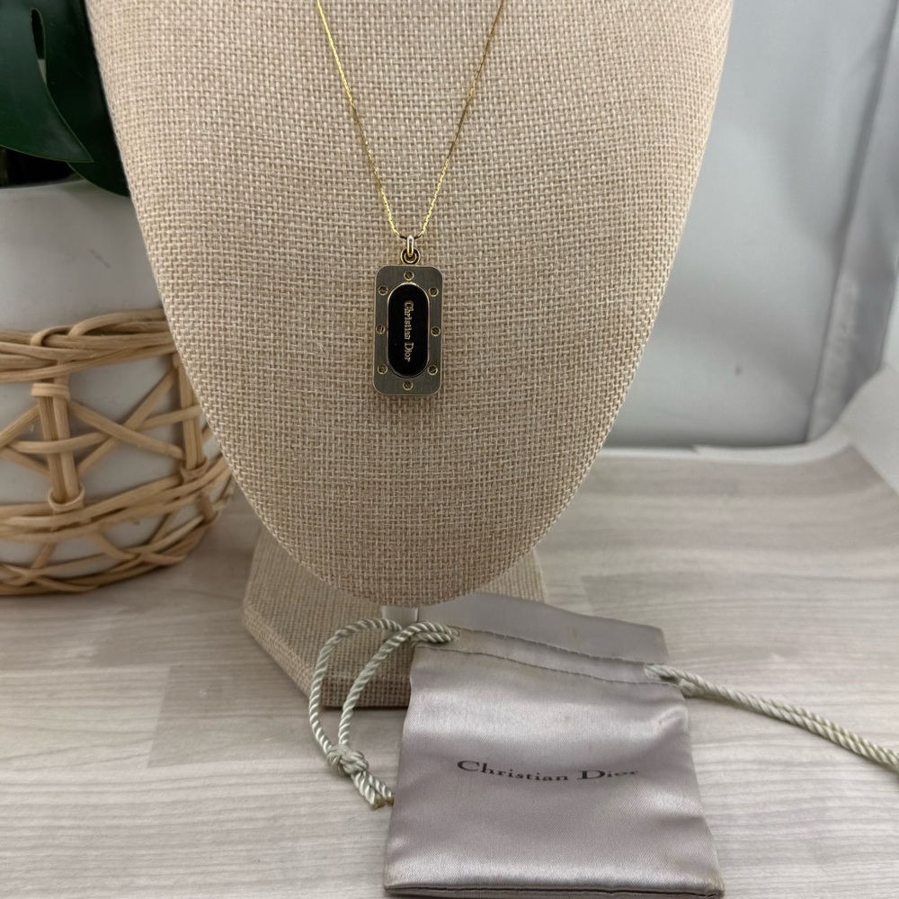 Dior Gold and Black Pendant Necklace